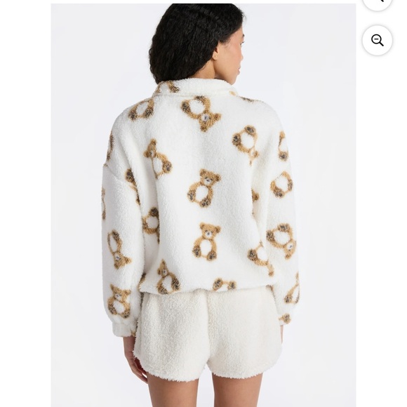 Women's White Teddy Bear Fleece Jacket - Picture 2 of 4